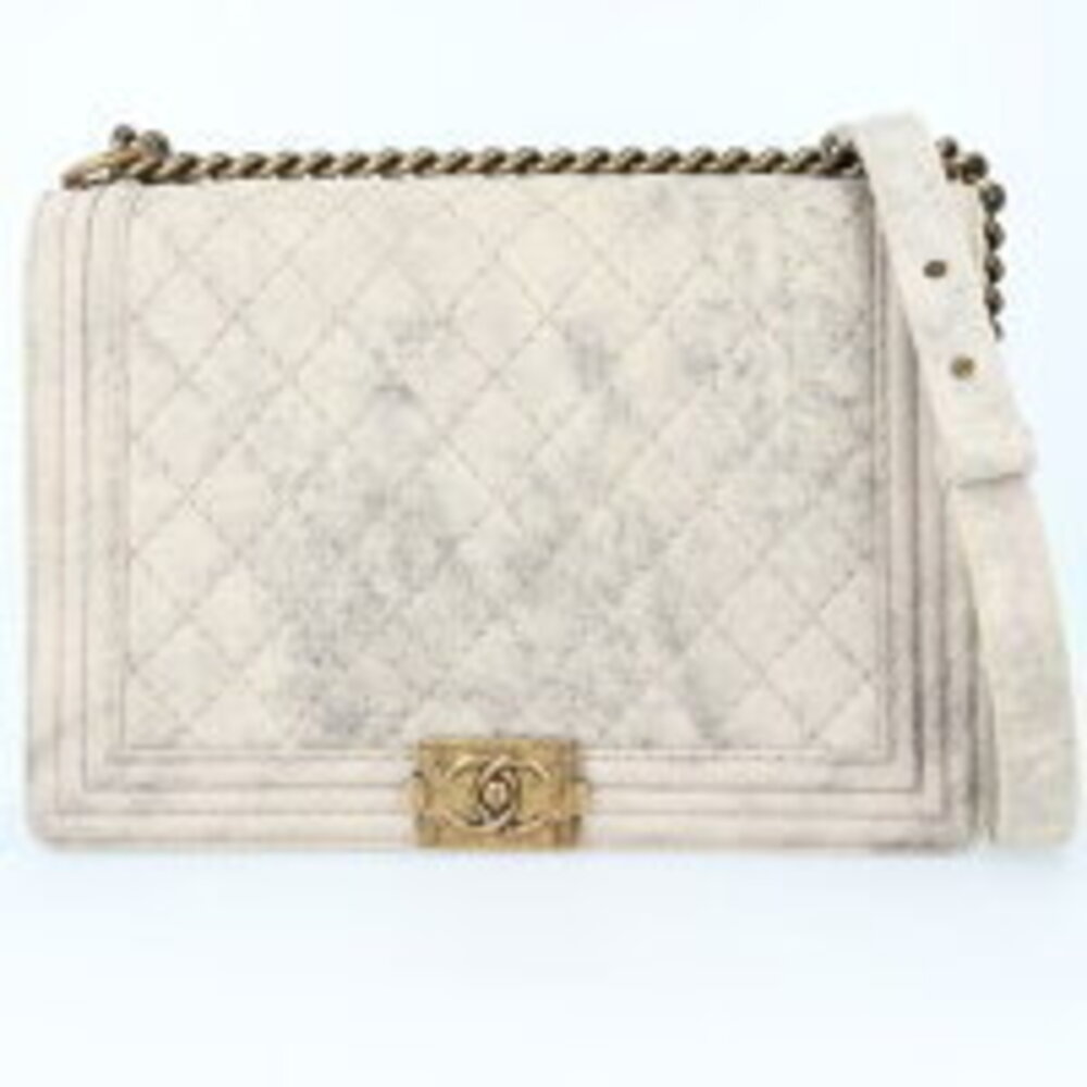 CHANEL Boy Chain Shoulder Bag White